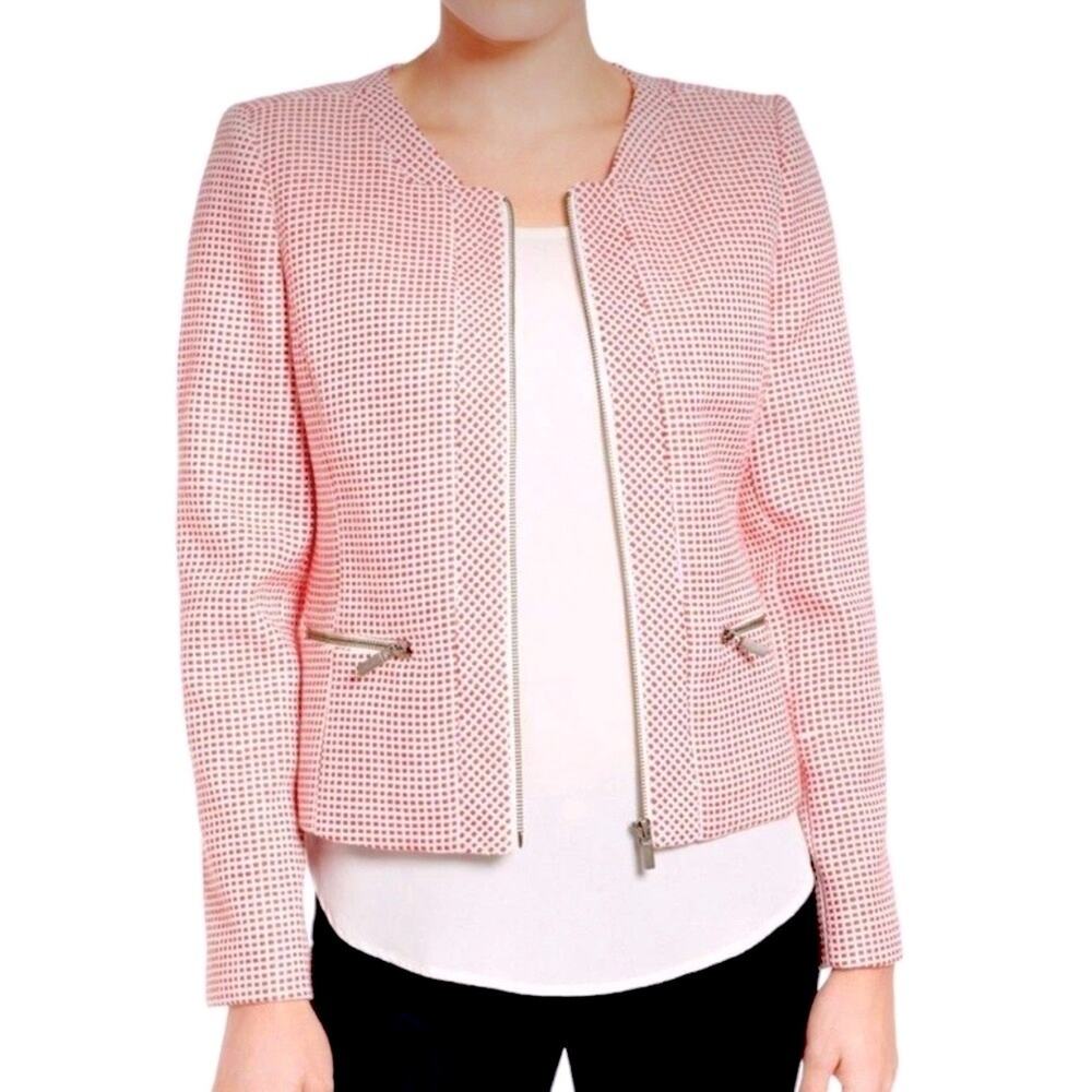 Halogen size Large woman's Gingham Zip-Up Jacket